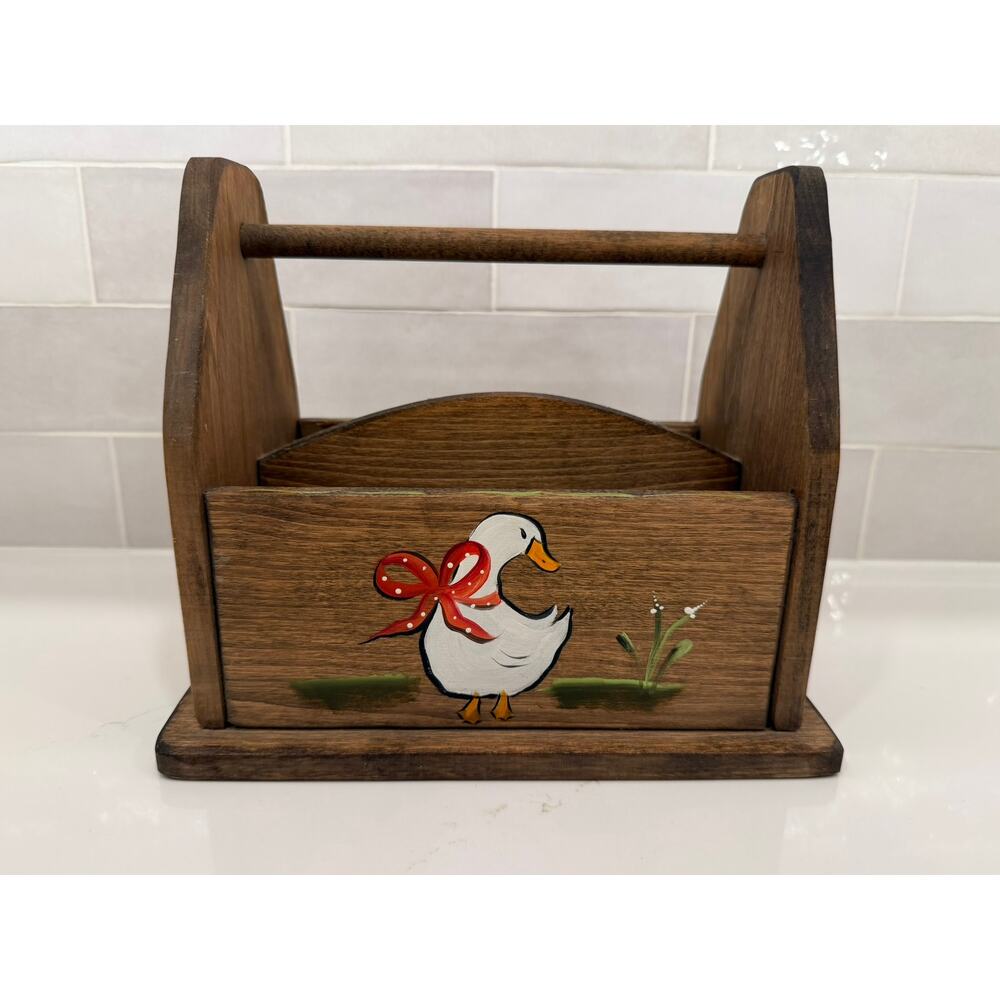 Handmade Handpainted Wooden Farmhouse‎ Country Goose Mail and Pen Holder